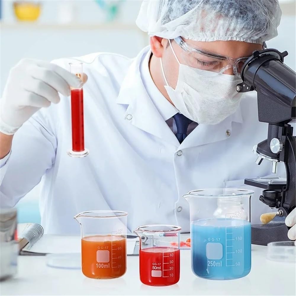10 tazze di misurazione in vetro e cilindro graduato Becher in vetro sperimentale e cilindro graduato