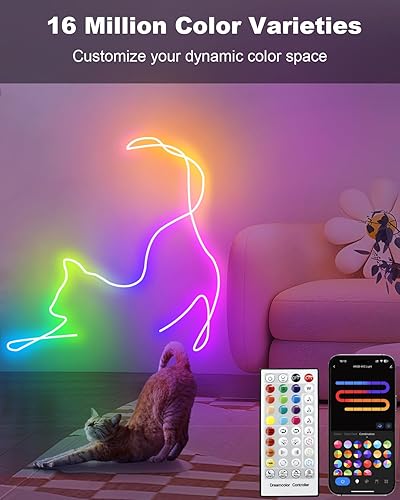Miniatura 6 de echosari Tira de luces LED RGBIC inteligentes, tira de luces de neón de 33 pies que funciona con Alexa y Google Assistant, tira de luces de neón con