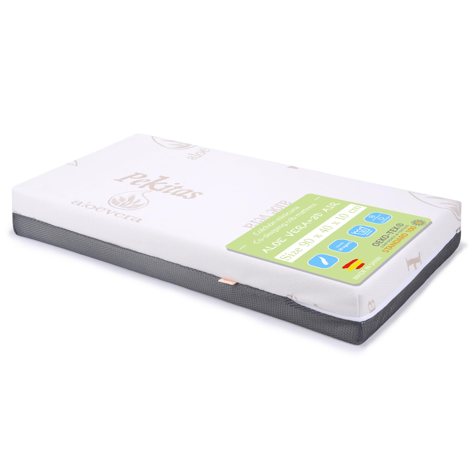 Materasso Per Culla 90x40 Cm - Ibrido Reversibile, Doppia Faccia, Fodera Lavabile, Spessore 10 Cm - Foto 10