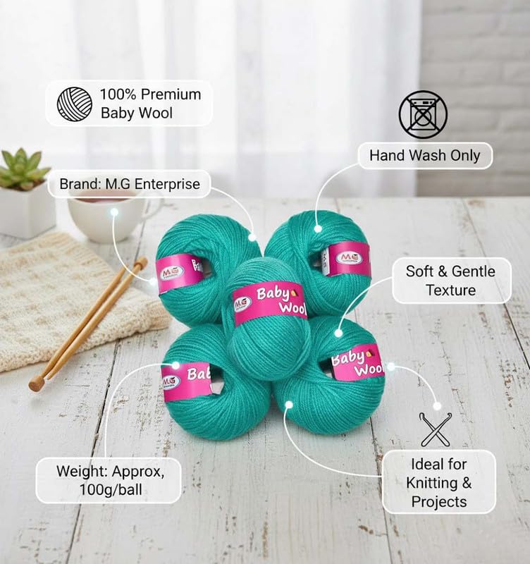 Image of M.G ENTERPRISE 100% Acrylic Wool Sea Green 14 Pc Baby Wool 4 ply -BC Art-
