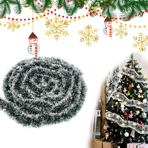 YongSral Couronne de Noël pour Porte, 10M Guirlande Sapin Artificiel, Décoration pour Escaliers, Mur ou Fenêtre
