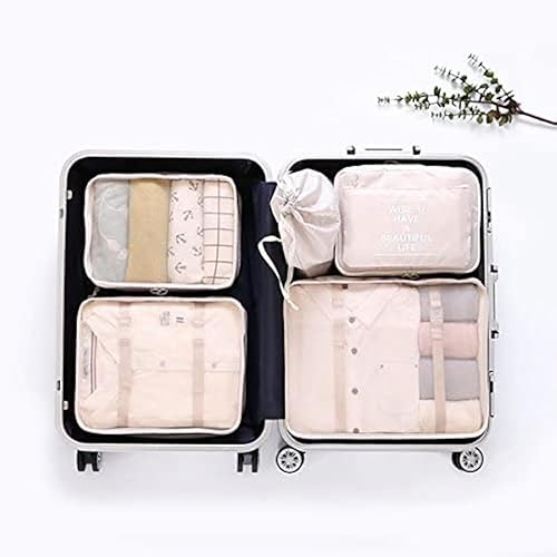 LANGUGU - Organizadores de compresión para equipaje de viaje, 6 unidades, bolsas de malla para ropa, equipaje, cubos de embalaje de viaje con bolsa