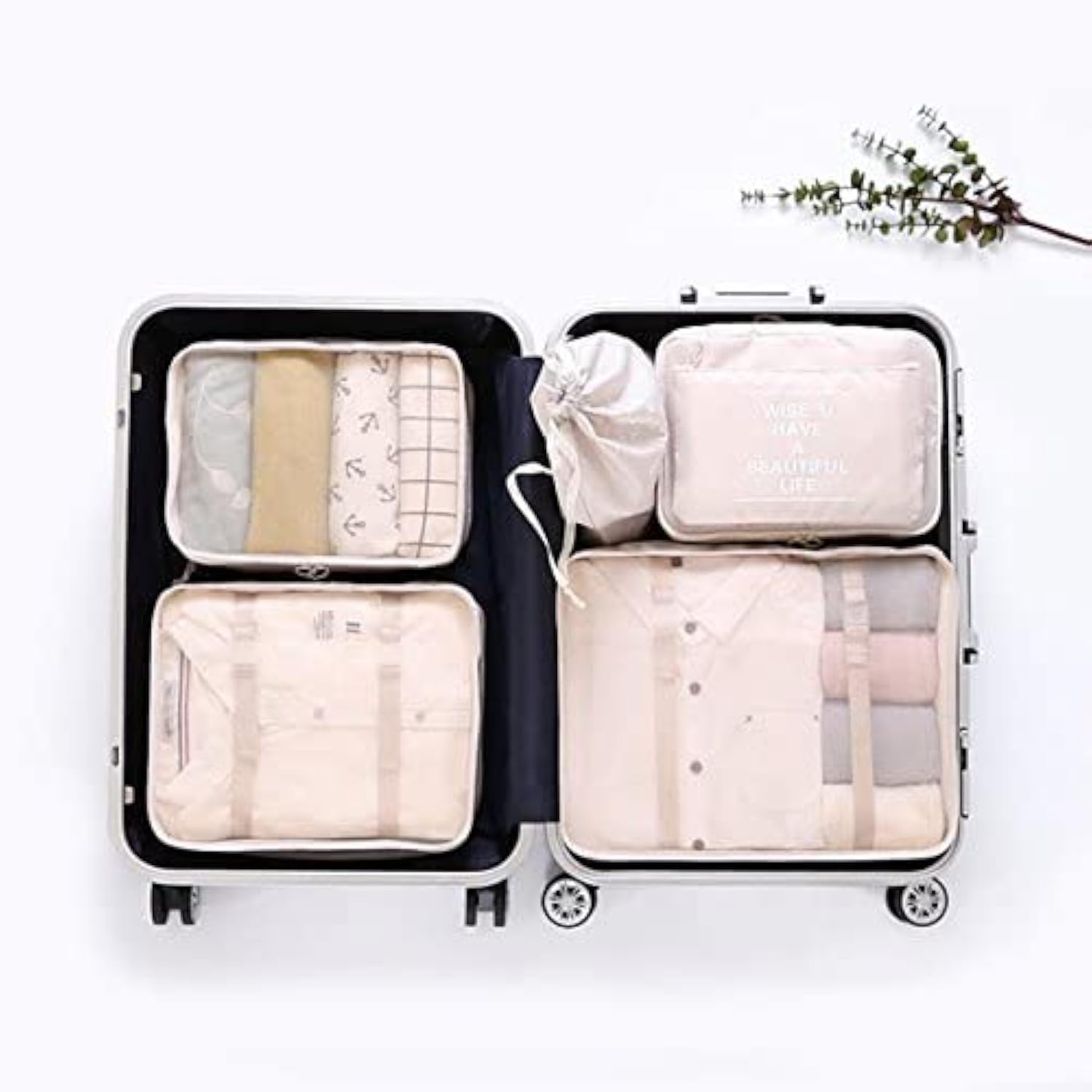 langugu compresión viaje equipaje organizadores 6 Set, malla ropa bolsas equipaje maleta, viaje con sujetador ropa interior bolsa para equipaje de mano, maletín y mochila accesorios