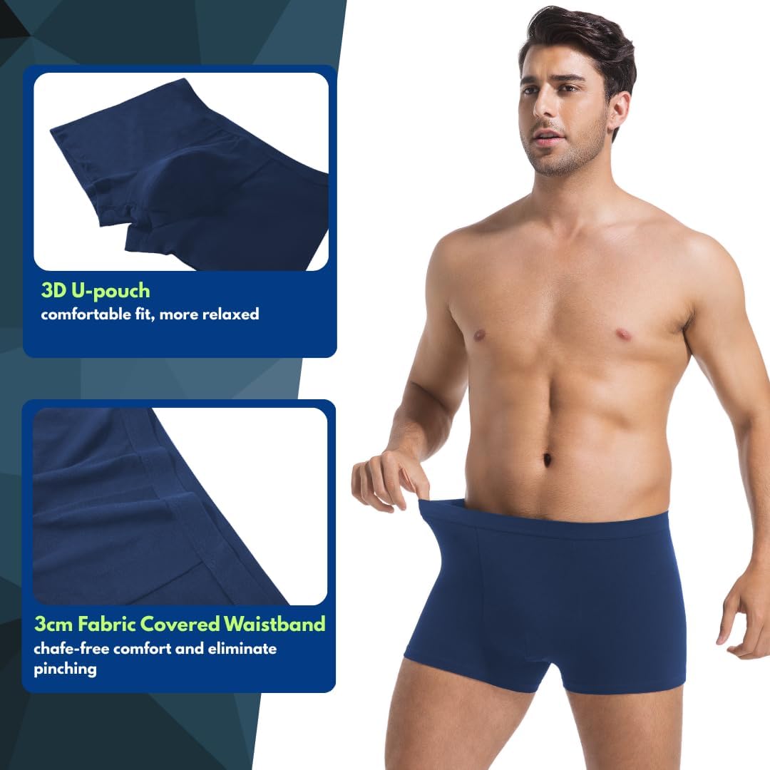 Men's Cotton Trunks Soft Stretch Underwear Comfort Fit Boxer Brief Style 4-Pack - Image 3