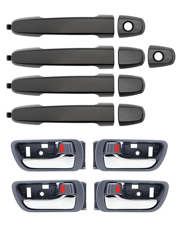 Exterior & Interior Door Handles, Compatible with 2002-2006 Toyota Camry, Gray Inside Handle wiht Chrome Lever, Outside Front & Rear Left Driver & Right Passenger Side, OE# 81309 GM1310169 6920633040 by Gledewen - Used condition - CA$43.70