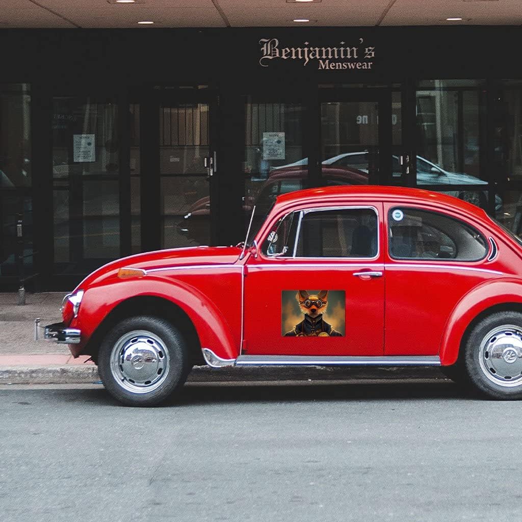 Cool Steampunk Car Magnet 2 PCS - Fox in Glasses Car Magnet - Colorful Sticker