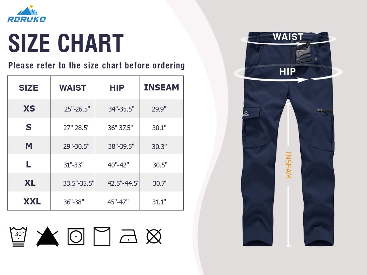 Rdruko Pantaloni cargo da donna foderati in pile, impermeabili, invernali, caldi, casual, per passeggiate, escursionismo, sci, lavoro all'aperto