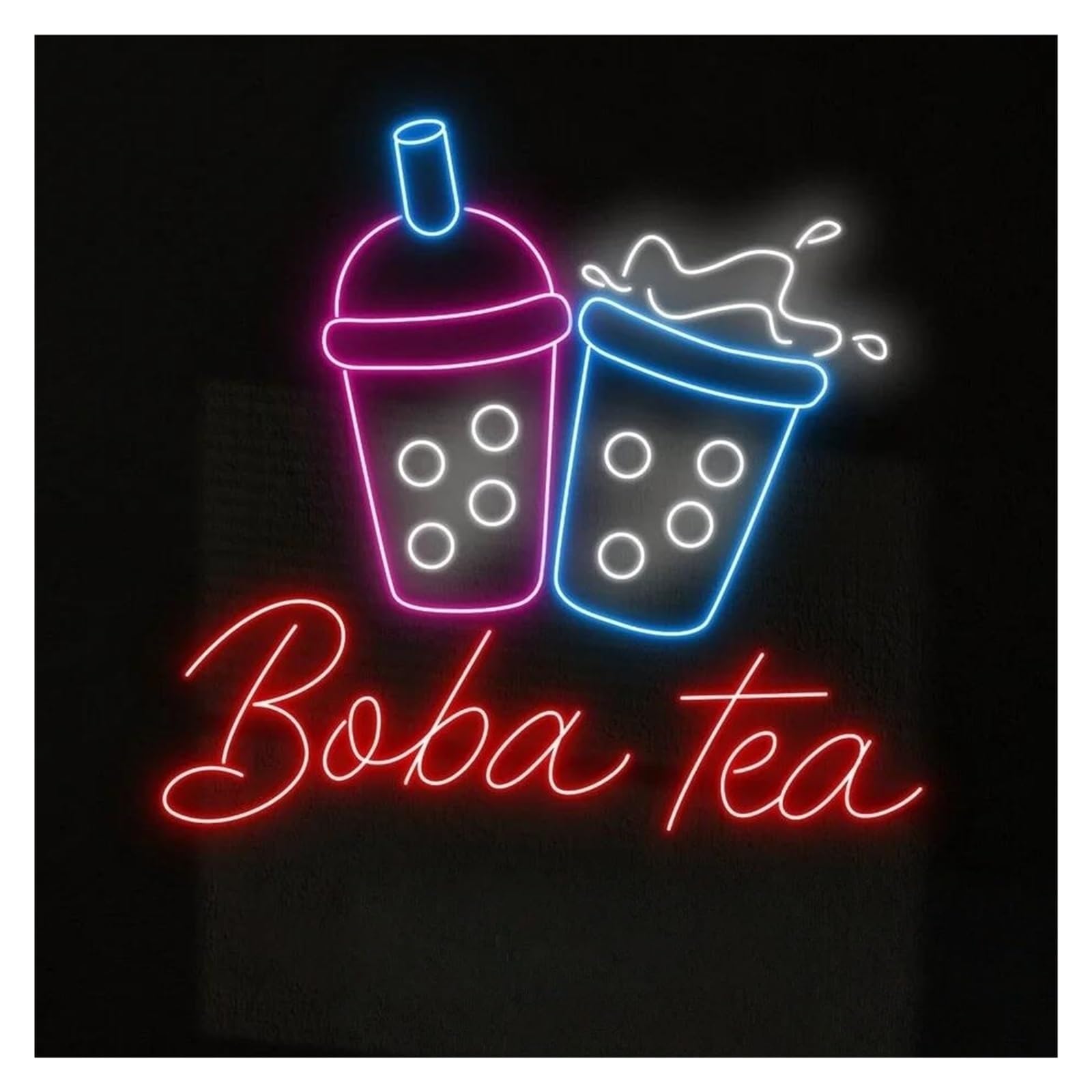 RONGCH Hanging Art Signs Boba Tea Neon Sign Bubble Milk Tea Business Window Display Decor Bakery Store Coffee Shop Wall Decorative 45cm