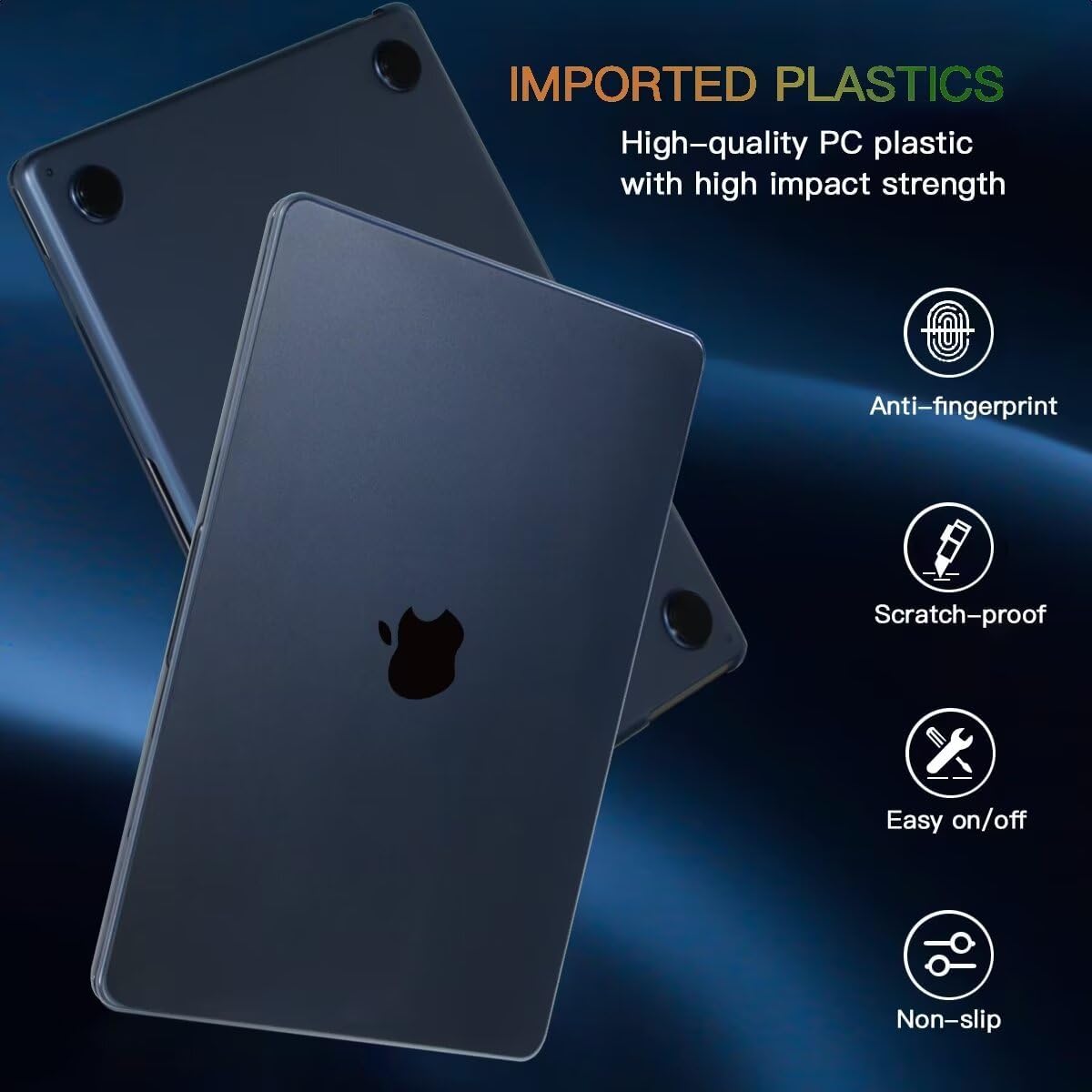 CISSOOK Compatible with MacBook Air 13.6 inch Case M3 A3113 M2 A2681 Model 2025 2024 2022 Release, Ultra Thin Armor Durable Plastic Hard Shell Case Cover for MacBook Air 13 inch M3 M2 Case - Midnight