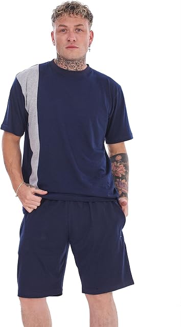 Malay Jersey Pyjama Set Short Round Neck Cotton Blend Loungewear T-Shirt Men Nightwear