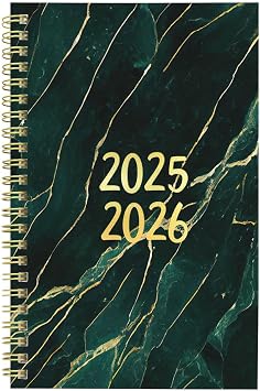 Blueline Essential Academic Weekly/Monthly Planner, 13 Months, July 2025 to July 2026, Gold Twin-Wire Binding, Poly Cover, 8" x 5", Marble Design, Green CA114PI.01-26