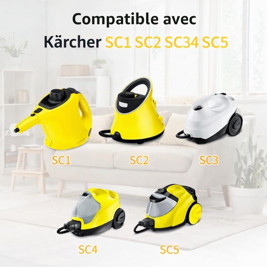 Lot de 23 d’Accessoires pour Nettoyeur Vapeur Kärcher SC1 SC2 SC3 SC4 SC5 EasyFix, Bonnettes Microfibre, Brosses Nylon & Laiton, Buses Jet, Suceurs, Joints de Rechange