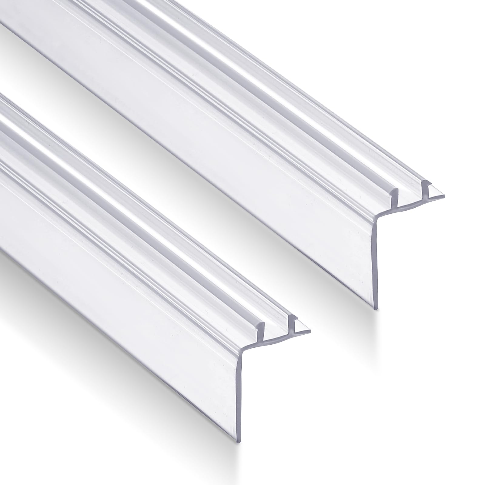 Frienda 2 Pack 26 Inch Two-pronged Shower Vinyl Sweep and Seal Top or Bottom Seal Accent Drip Vinyl Universal Use for Top or Bottom for Home or RV Showers (Straight Edge)