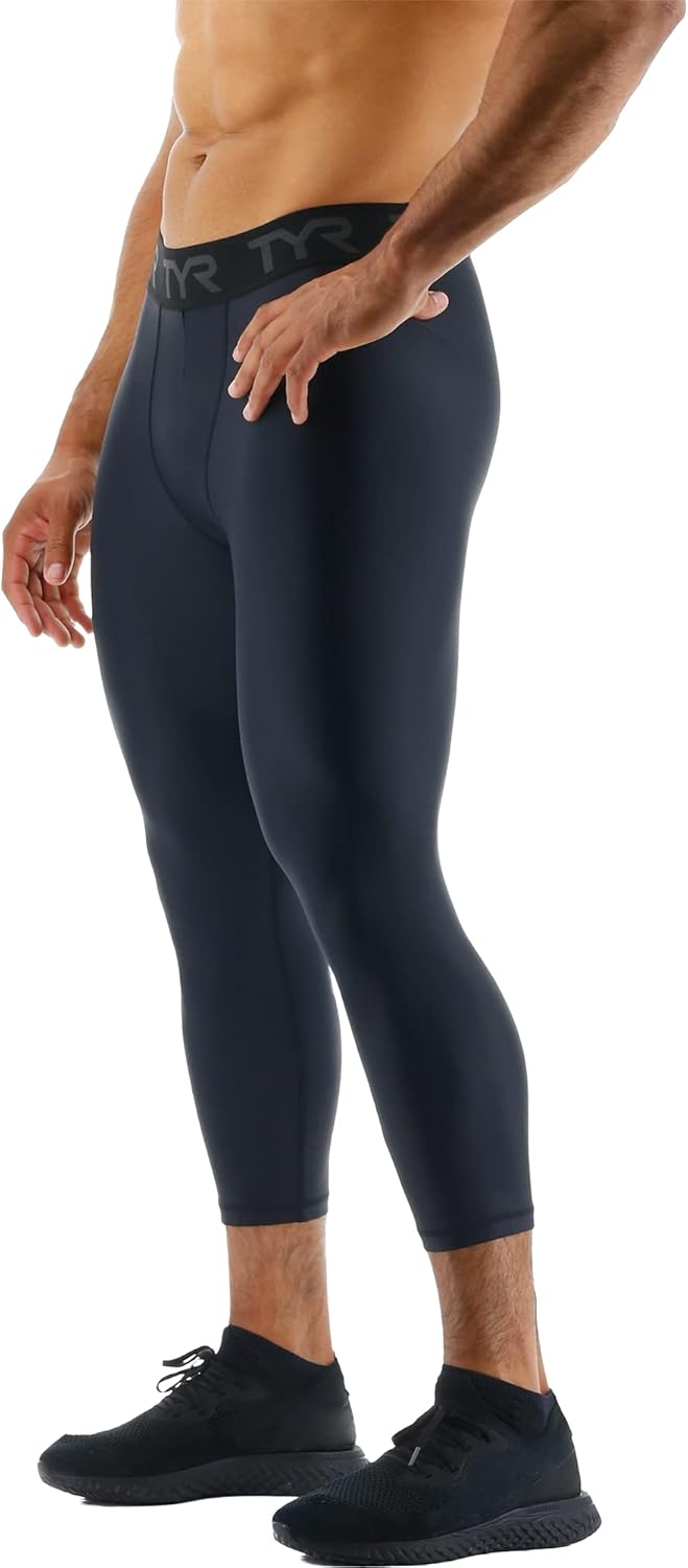 TYR Men's Athletic Performance Workout Compression Cropped Pants