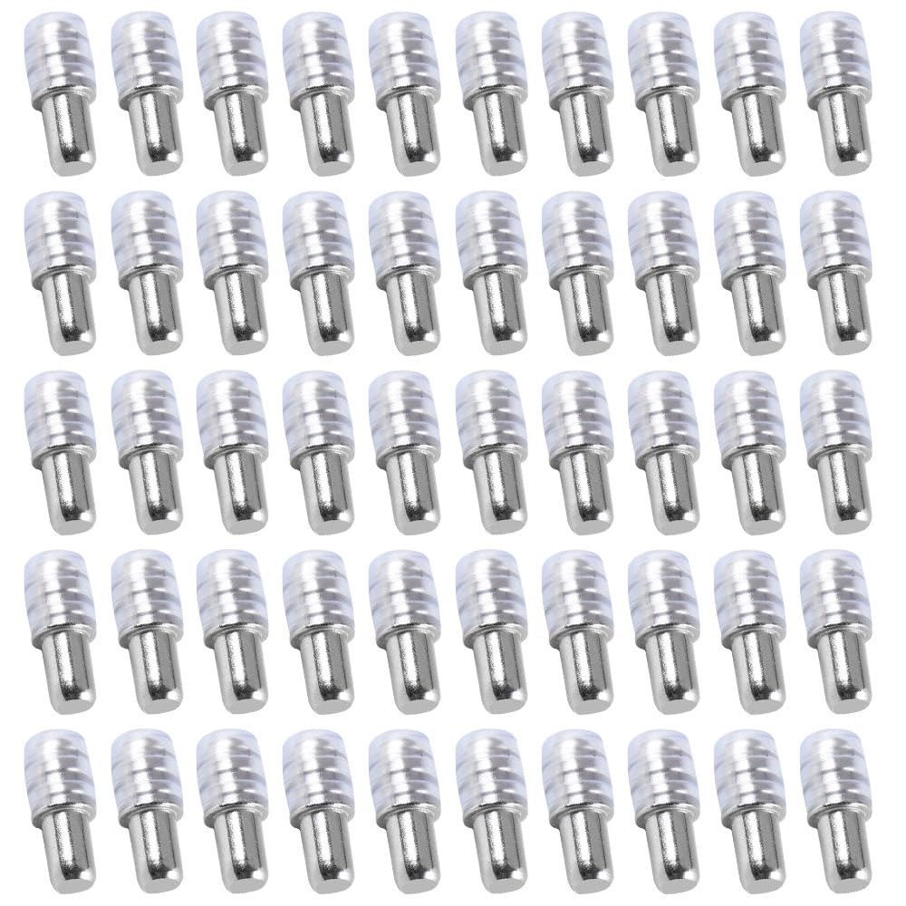 Hoaewaug Silver 60 Pcs Shelf Support Pegs Glass Shelf Supports Metal Shelf Pegs Cupboard Shelf Pegs With Rubber Sleeve For Wardrobe Kitchen Cabinets Closets Bookcases