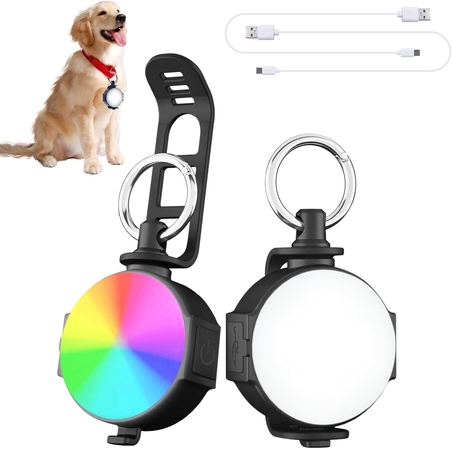 [2Pack] 4 Modes Dog Lights for Night Walking, IP68 Waterproof Dog Light