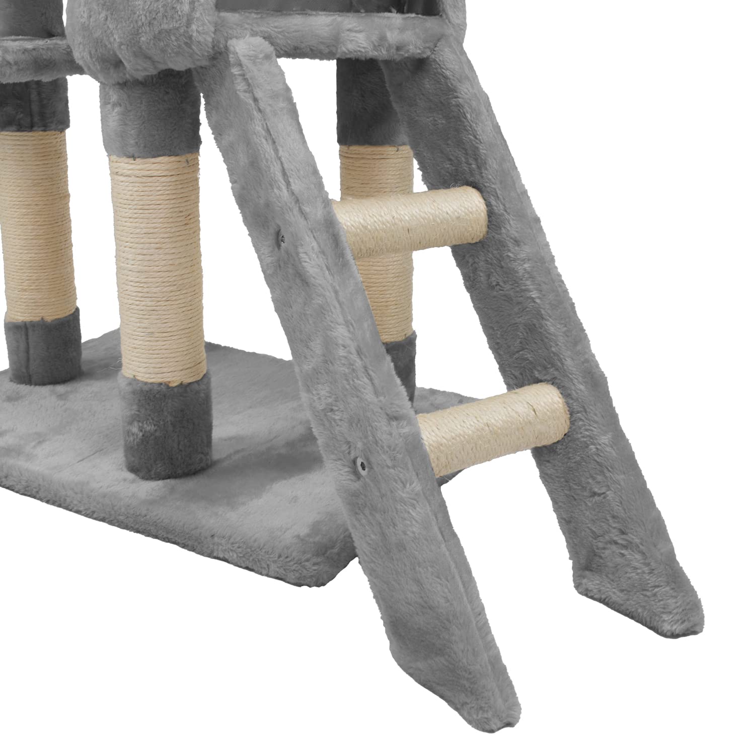 Tiragraffi Gatto albero 138cm con Cuccia per Gatti Albero Parco giochi gioco tira graffi per Gatto colore Grigio - AQPET