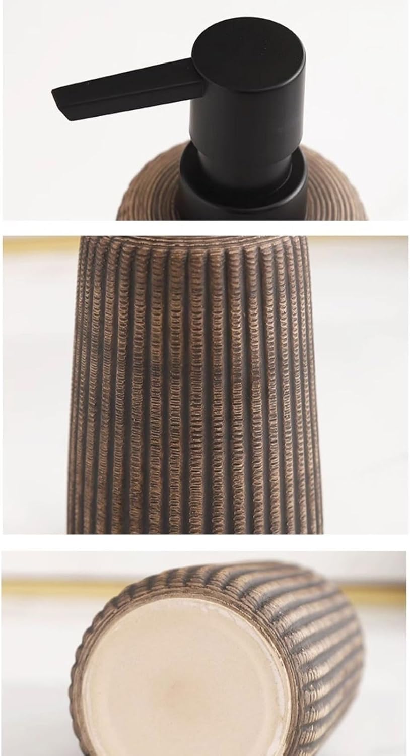 Hand Soap Bottle Individualized Vertical Relief Shampoo Separate Bottle 400ML Large Capacity Ceramic Lotion Bottle Soap Dispenser Set Detergent Dispenser，B