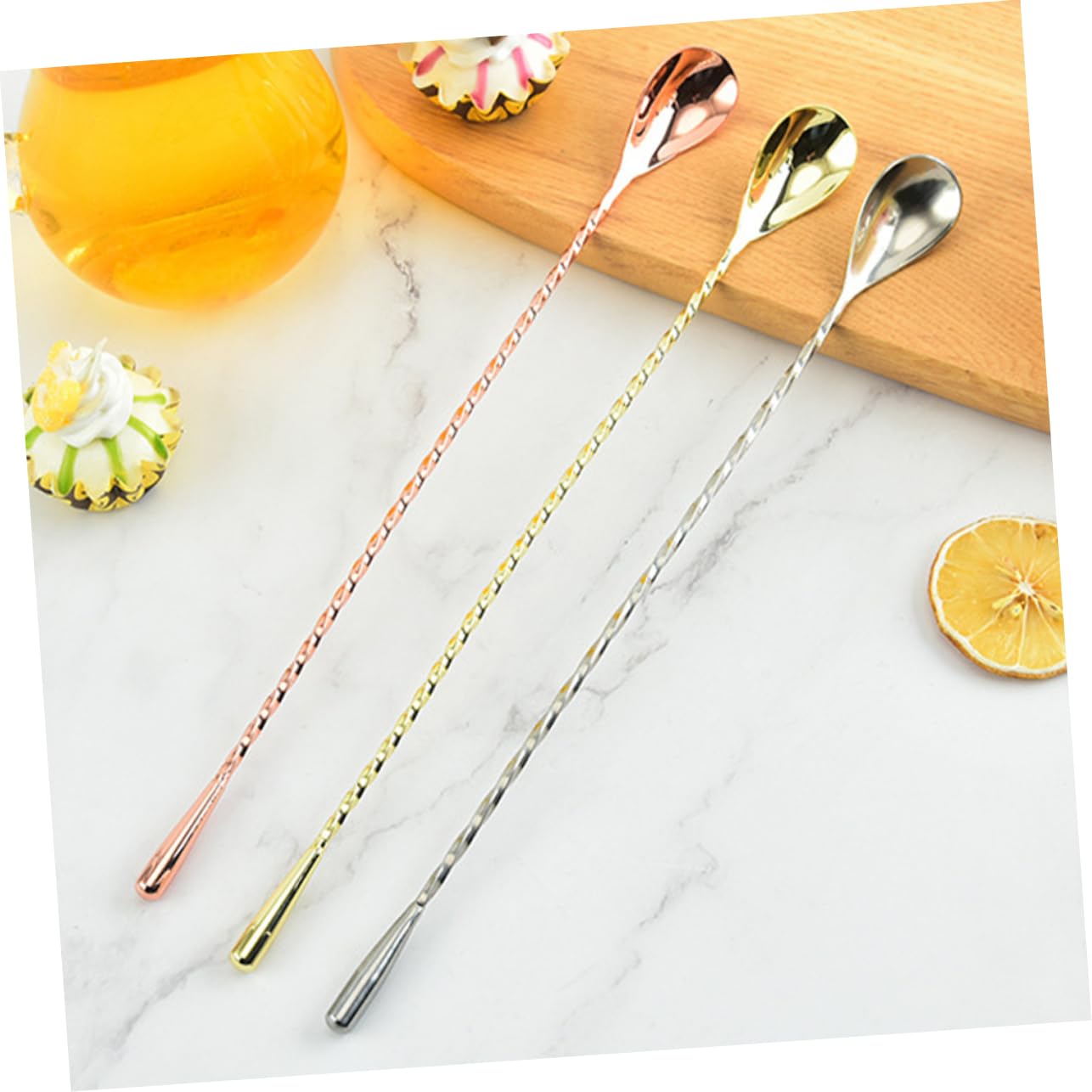 Amosfun 9 Pezzi Cucchiaio Per Mescolare In Acciaio Inox Cucchiaio Per Mescolare Caffè Per e Cocktail Da Portata Di Per Panna Miscele Di