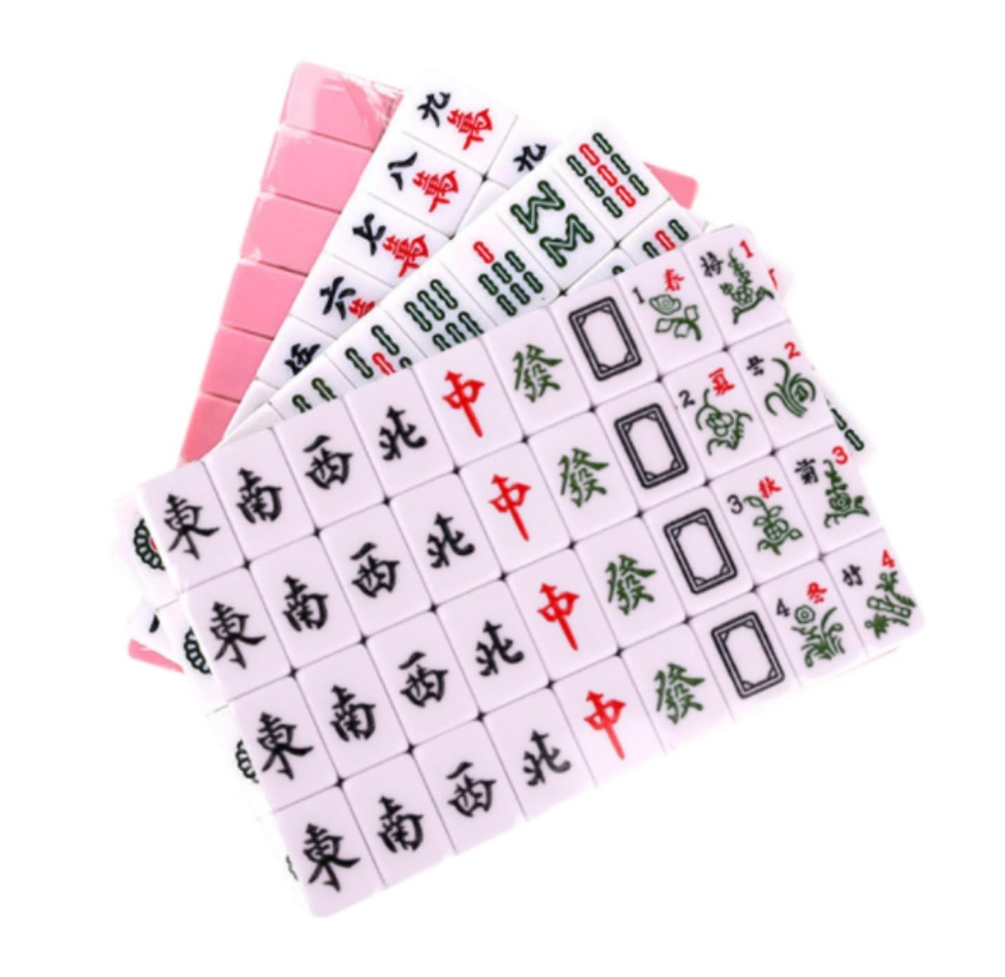 Chinesisches Mahjong Mah Jong Mahjong-Fliesen, Haushalt, Hand-Mahjong-Fliesen, Schlafsaal, Mahjong-Fliesen, Mahjong, 144 Blatt Für Familie Reise Spiel(Pink)