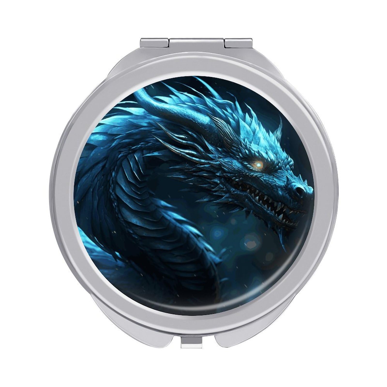 JTREHY Cyan Dragon Makeup Mirror Silver Mirror Surface Folding Makeups Mirrors Lightweight Durable Looking Glass for Suitable Traveling Handbag and Purses