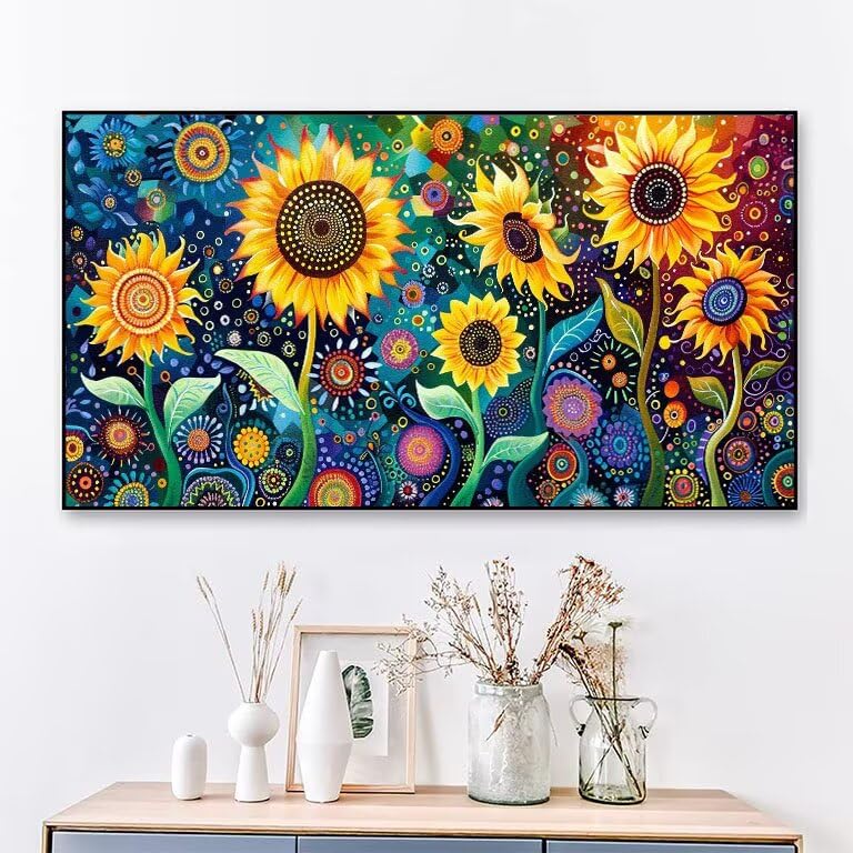 Broderie diamant kit tournesol avec toile adhésive premium