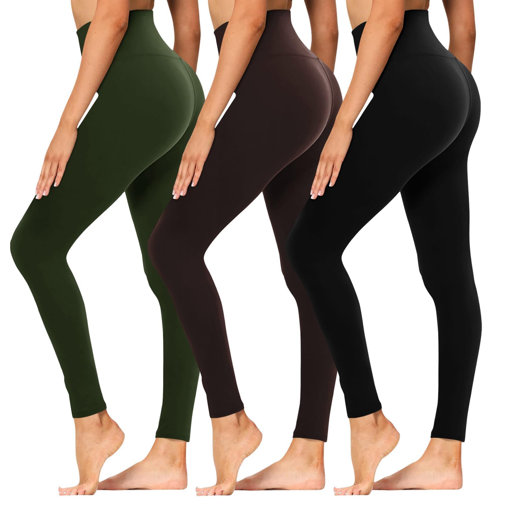 Syrinx 3-Pack High-Waisted Leggings with Pockets for Women, Tummy Control