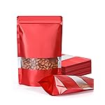 FireKylin 100 Pack Smell Proof Bags 5.9 x 8.6, Resealable Bags with Matte Window, Foil Pouch Stand Up Sealable Bags for PackagingRed