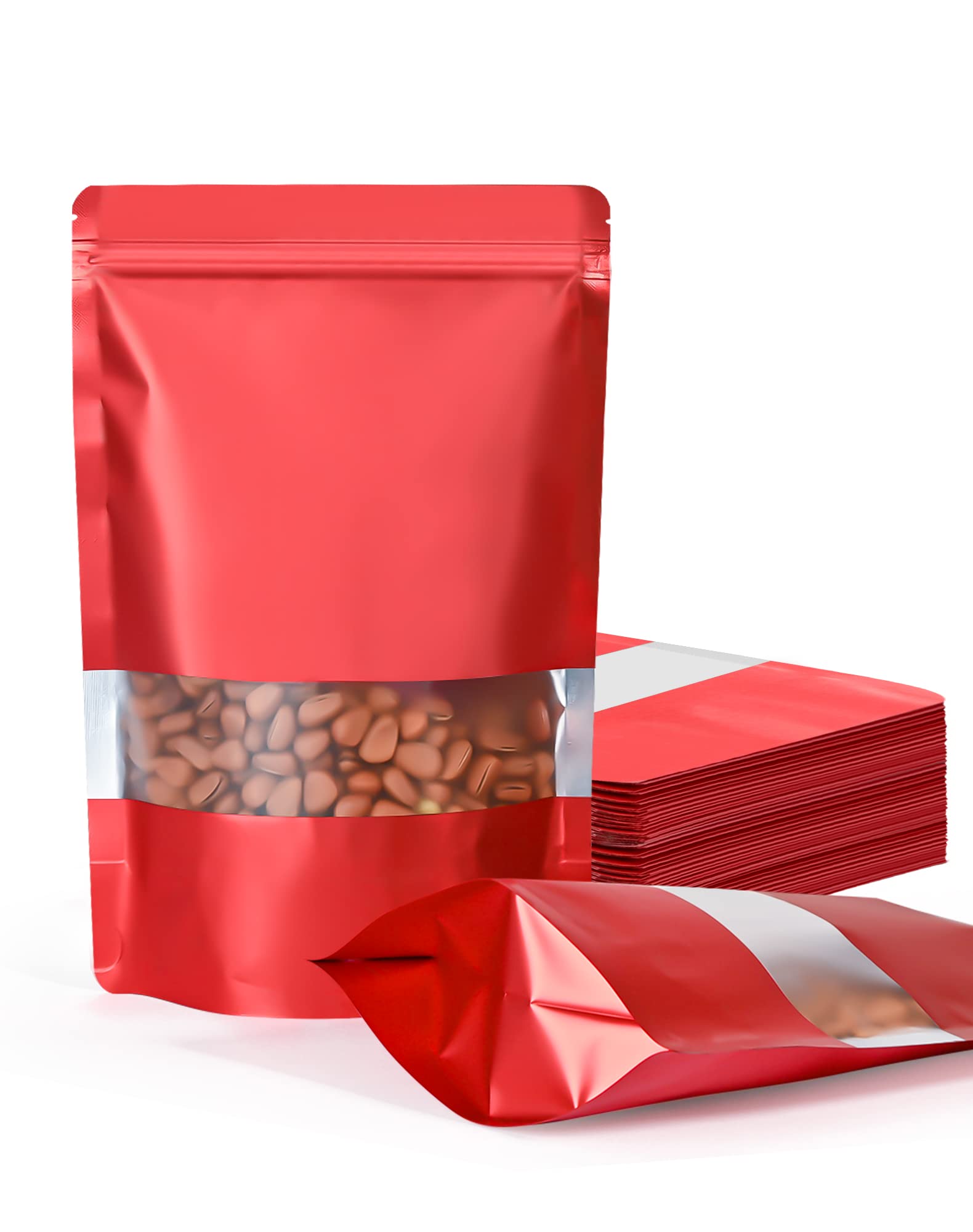 Photo 1 of FireKylin 100 Pack Smell Proof Bags, Resealable Bags with Matte Window, Foil Pouch Stand Up Sealable Bags for Packaging?Red,4" x 6"?