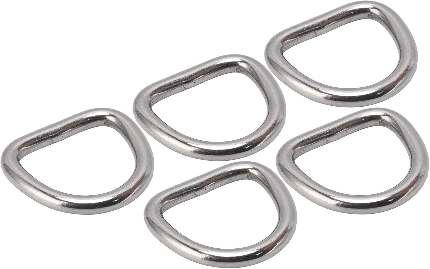 Zerone 5pcs 316 Stainless Steel DRings, MarineGrade Quality with, Ideal for Handbags, Backpacks, Belts, Dog Leashes, and DIY Projects, for Indoor and Outdoor Applications