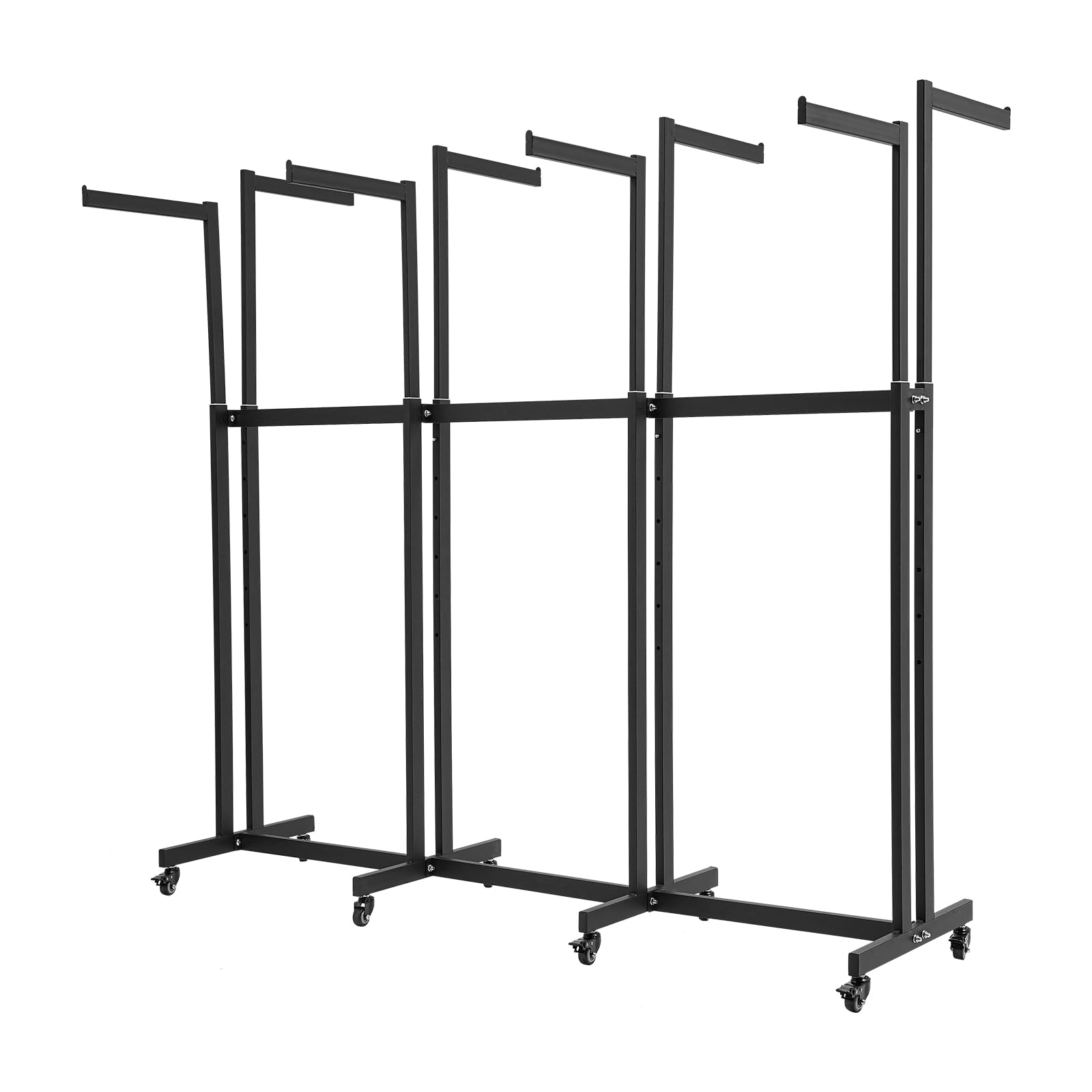 LOYALHEARTDY Metal Garment Rack, Heavy Duty Clothes Rack Retail Display Racks With Wheels 8 Arms Clothing Racks with Wheels Hanging Clothes Commercial Adjustable Garment Rack (Black)