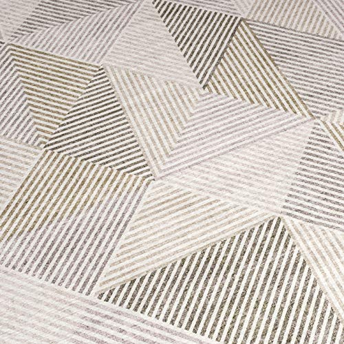 Realife Machine Washable Rug - Stain Resistant, Non-Shed - Eco-Friendly, Non-Slip, Family & Pet Friendly - Made From Premium Recycled Fibers - Modern Geometric - Beige Ivory, 2'6" X 6' #TOP1