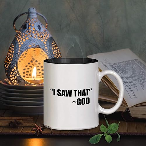 Miniatura 6 de Black I Saw That God Taza De Cerámica De Color Interior Taza De Café - Negro