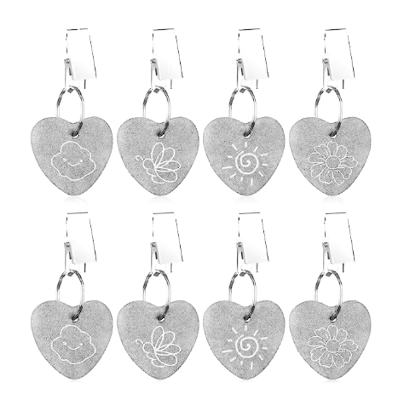 Kalttoy Grey 8Pcs Heart Tablecloth Weights Marble Stone Heavy Pendants Tablecloth Hangers With Clips For Outdoor Party Picnic Table Outdoor Weights