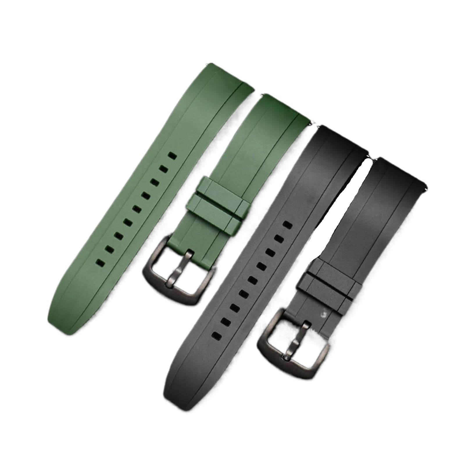 LUGEMA Bracelet de montre sport noir et vert 18 19 20 21 22 24 mm avec système fermeture rapide