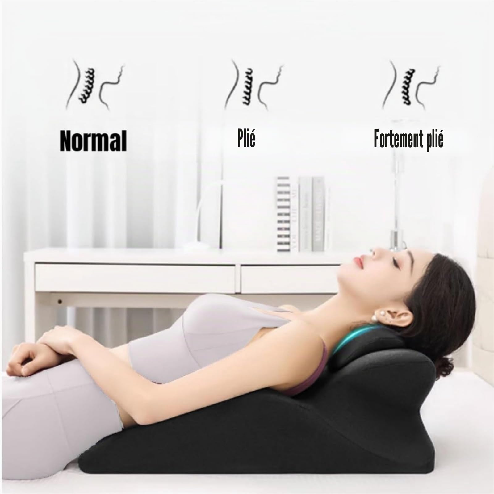 Oreiller de Couple 27° pour Plus d'intimité - Soutien en Mousse à mémoire de Forme | Posture Ergonomique, Oreiller Multifonctionnel pour Les lombaires, Les Jambes et la tête,Gris