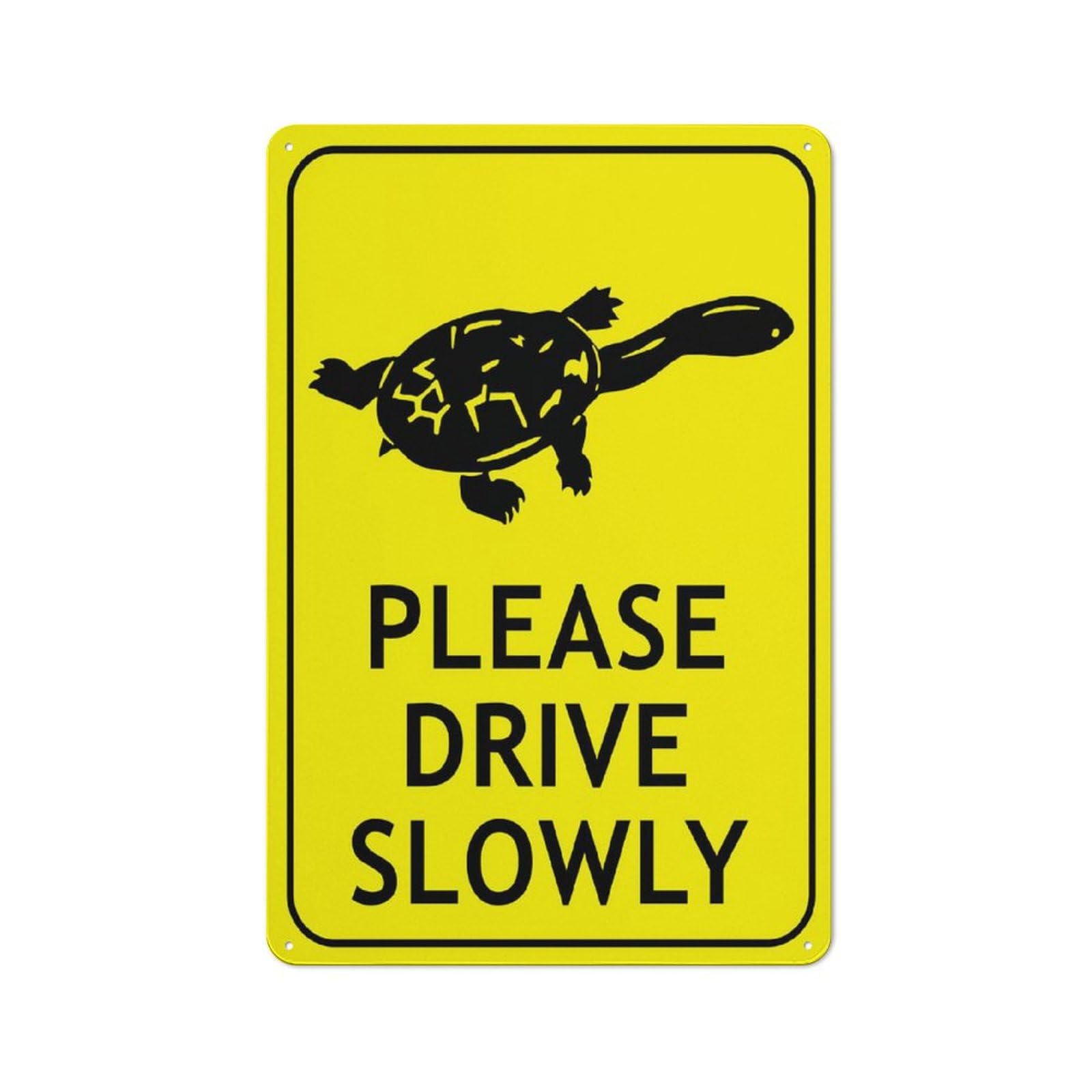 Fresh Water Turtle Please Drive Slowly Bright Yellow Sign - Rust-Free Aluminum 12"x8", UV-Ink Printed, Durable & Weatherproof Outdoor Use for Home
