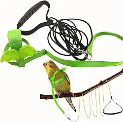 Peitoral e coleira de pássaro papagaio de estimação, design de treinamento ajustável, antimordida, corda de nylon para pássaros com asa fofa para papagaios, adequado para arara, cacatua, calopsita