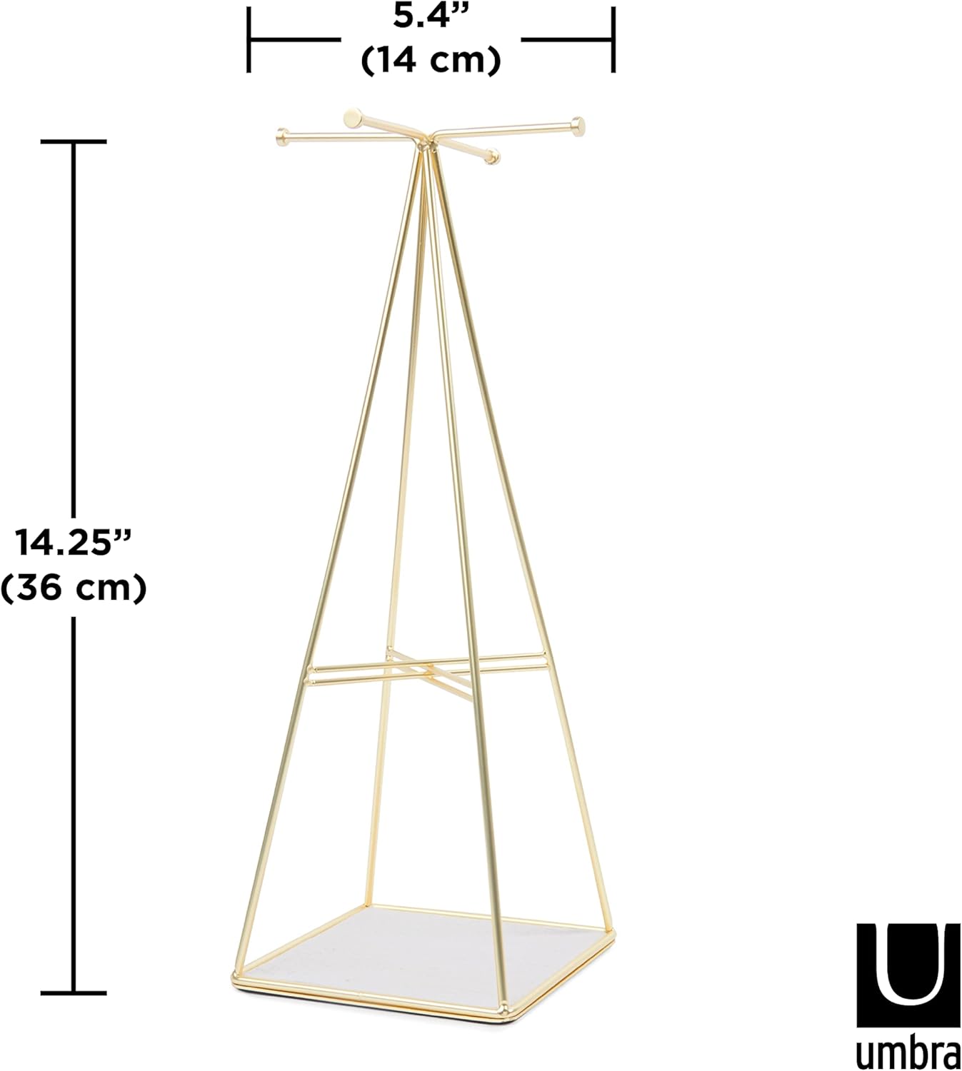 Umbra Prisma Jewelry Stand and Necklace Holder, Matte Brass (Pack of 3)