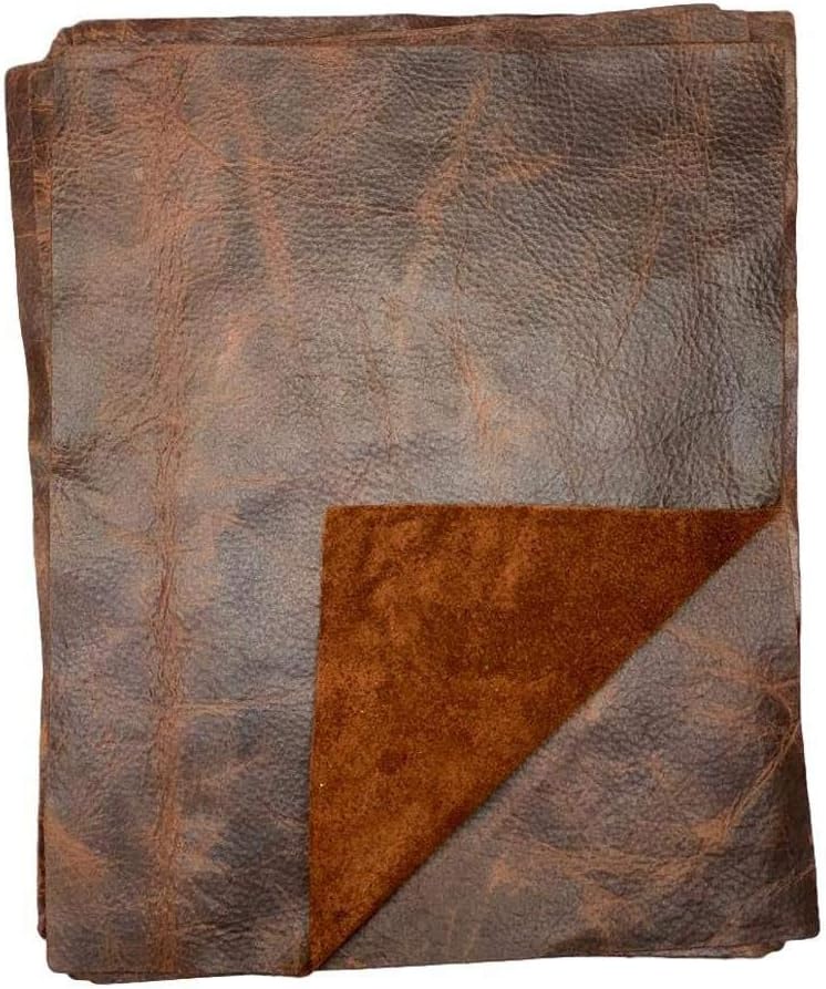Distressed Cowhide Pull Up Leather: 8.5'' x 11'' Pre Cut Pieces (Bourbon, 5-Pack)