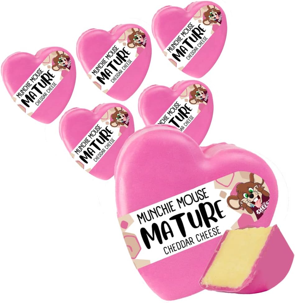 Munchies Mighty Mature Heart Shaped Cheese Truckle Pack (6 x 200g) Cheese In Wax. Mature Cheddar Cheese Block. Cheese Truckle Gift. Edible Gifts. Cheddar Truckle.