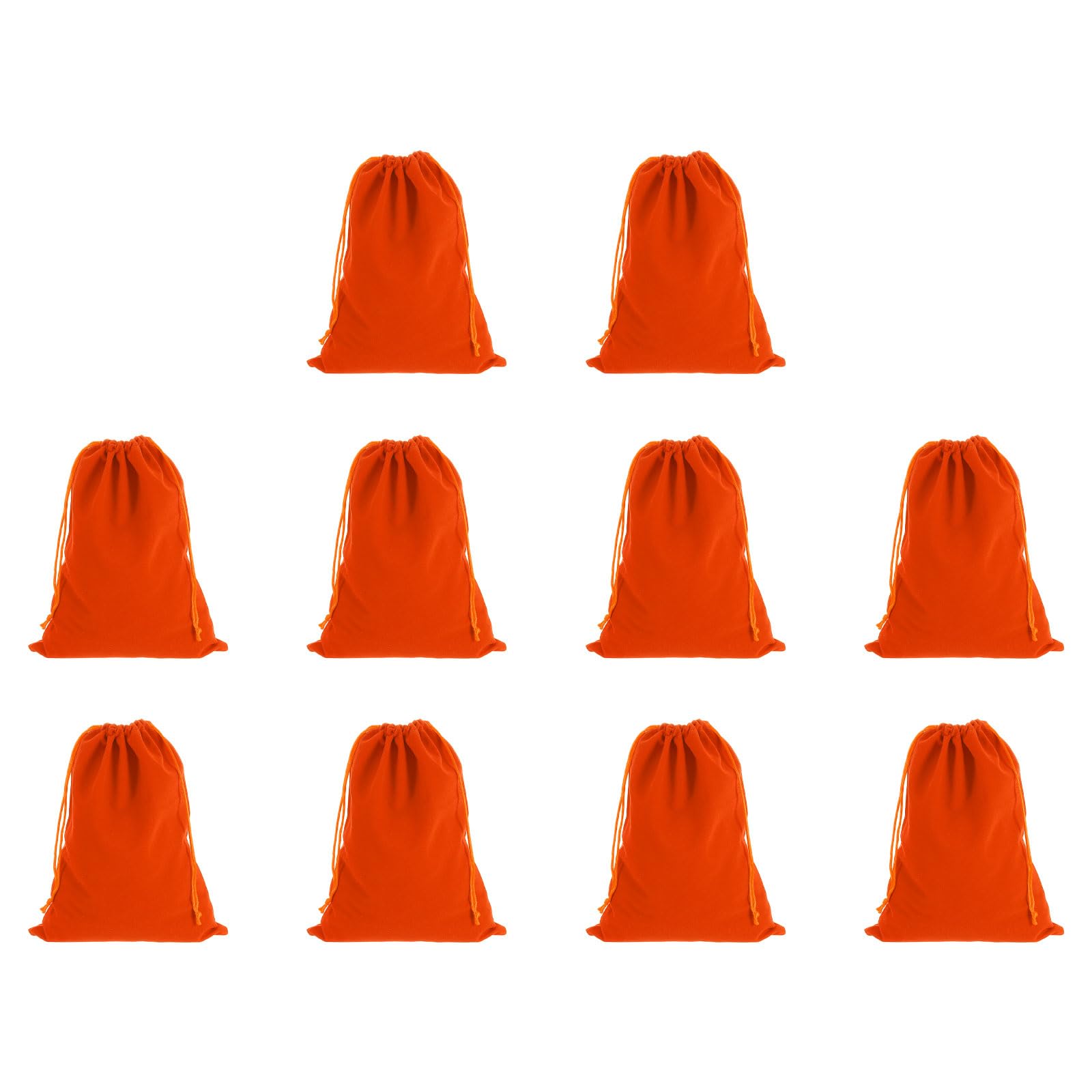 sourcing map 10pcs Flocked Cloth Drawstring Bag 7.9 x 9.8 Inch Jewelry Flocked Pouches Gift Bags for Wedding Party Favor Candy Jewelry Packaging Organizing Storage, Orange — image 1