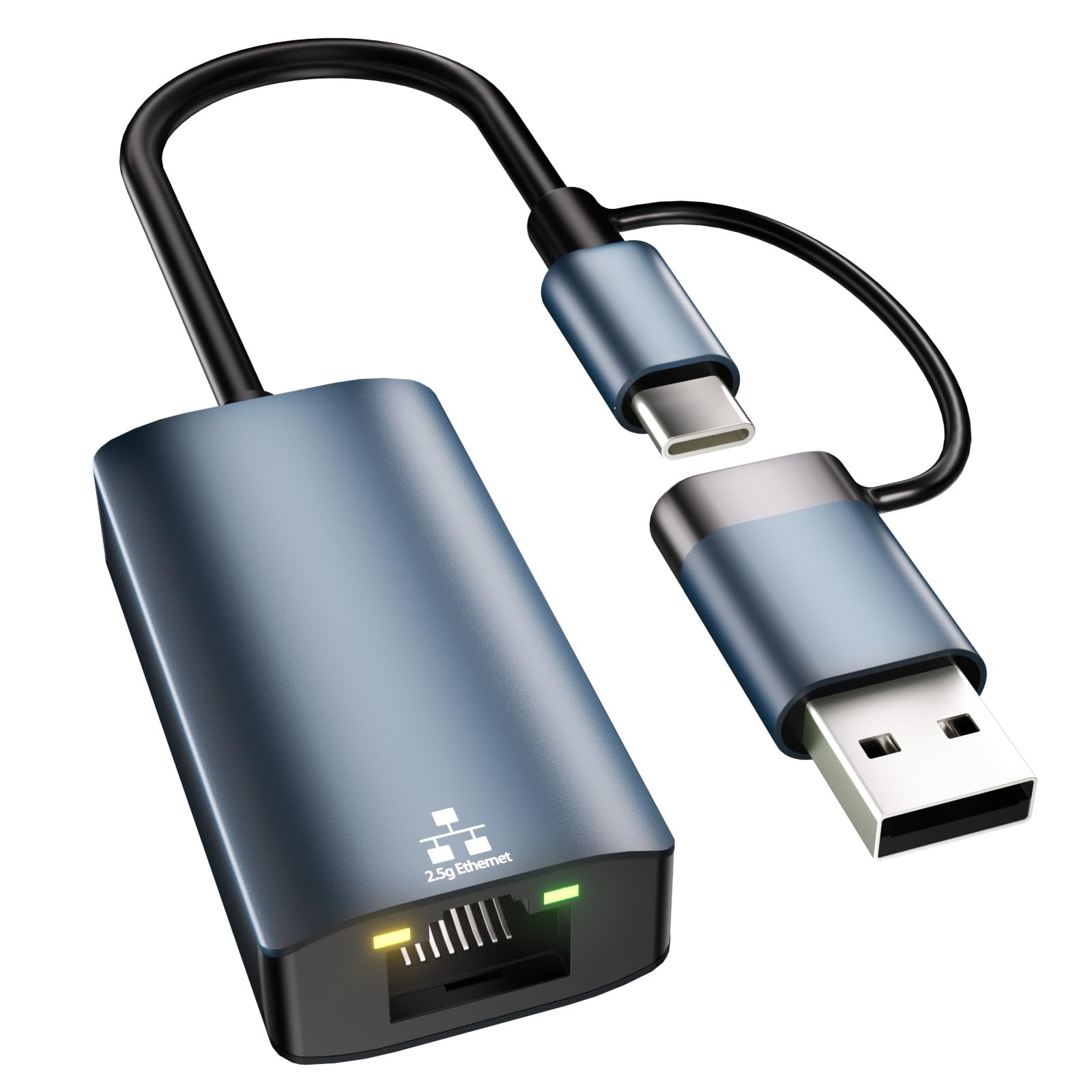 Adaptador USB-C a Ethernet, USB 2.5G LAN, adaptador USB 3.0 a RJ45 2.5 Gbps adaptador de red Gigabit, compatible con MacBook/Pro/Air, Surface Pro, Windows 11/10/8/7, Mac OS