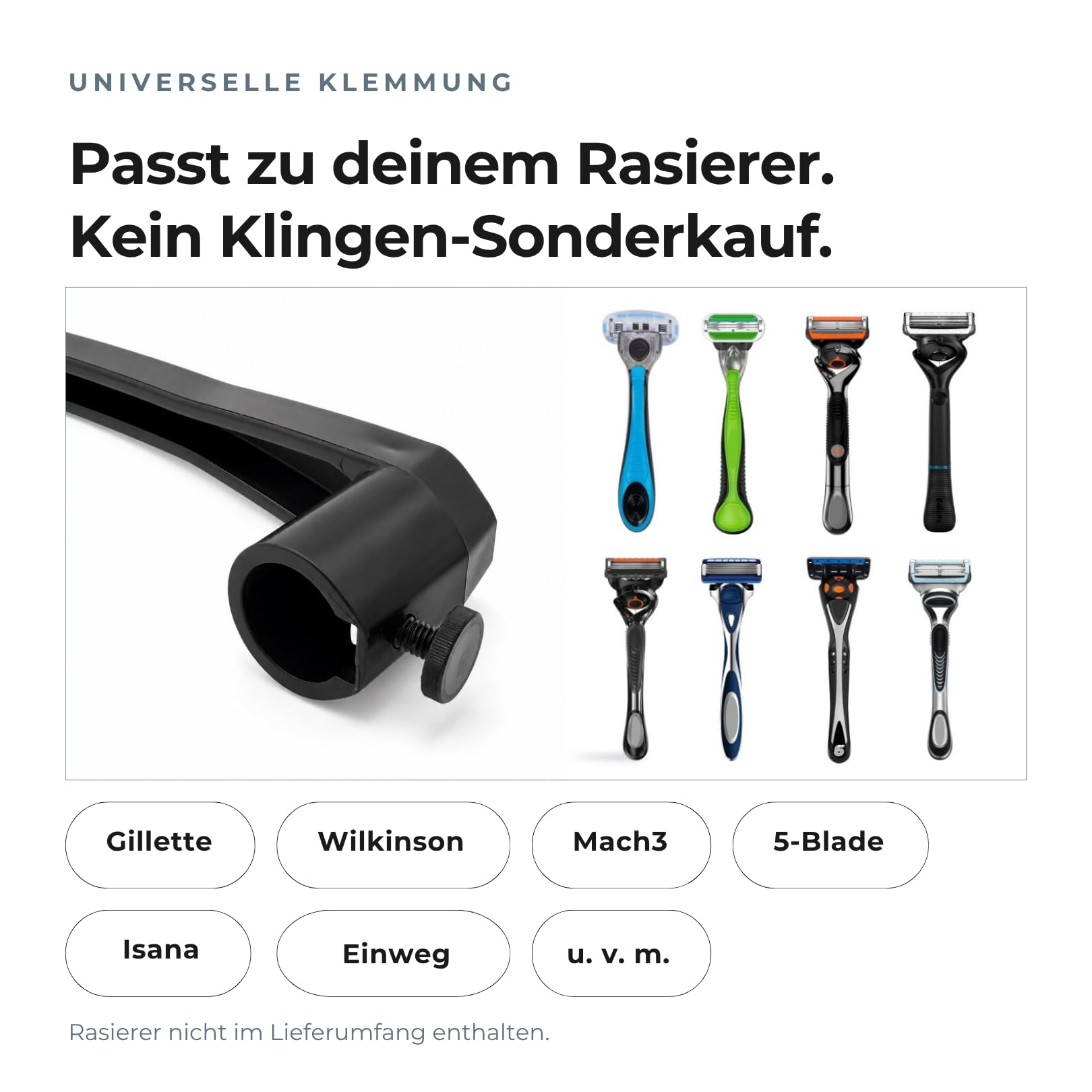 Rückenrasierer Herren – Rasierer-Verlängerung 30 cm für gängige Nassrasierer | Ergonomischer Griff zum Rücken selbst rasieren | Designed in Germany