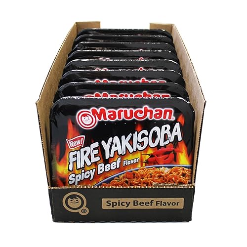 Maruchan Yakisoba Fire Spicy Beef Flavor, 3.99 Ounce (Pack of 8) - 3.99 Ounce (Pack of 8) - Fire Spicy Beef