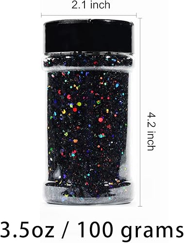 Miniatura 2 de Purpurina holográfica, purpurina negra holográfica, mezcla de purpurina gruesa, mezcla gruesa holográfica de poliéster para resina, bricolaje,