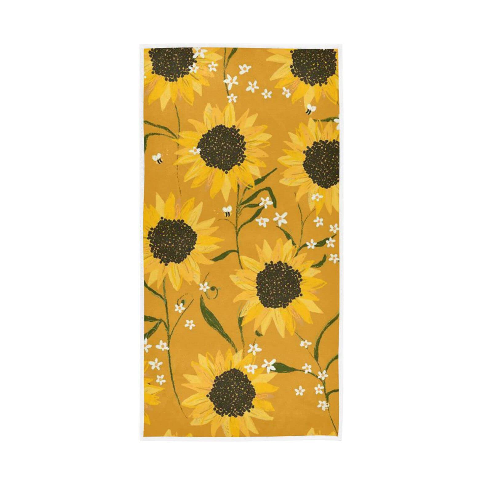 LSRCPD Hand Towels Vintage Sunflower Pattern Decor Fingertip Soft Face Towel Absorbent Bathroom Kitchen Towels