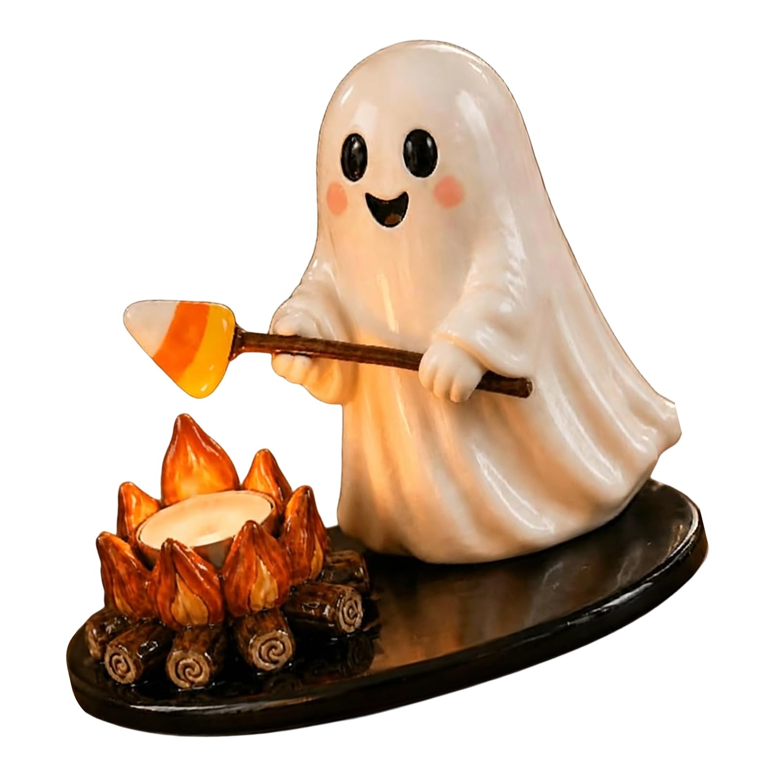 Veltros Entryway Halloween Tea Light Holder Resin Figure, Tabletop Mantel Decor Sculpture, Fall Seasonal Home Decoration Piece Halloween Holder Decor Resin Tea Light Figurine Tabletop Mantel Shelf