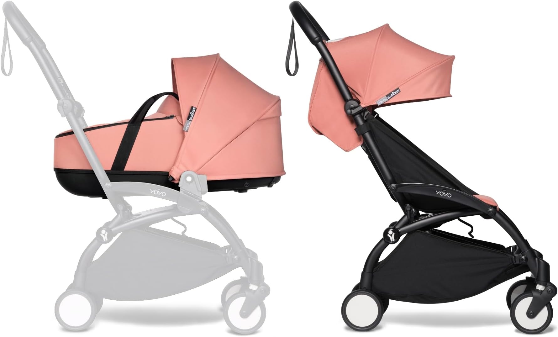 YOYO2 Complete Stroller - Includes Ginger Bassinet, Black Frame & Ginger 6+ Color Pack - Suitable for Children Up to 22 kg