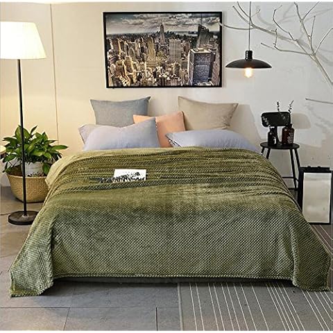 Nattey Solid Flannel Fleece Blanket Lightweight Plush Microfiber Polar Bed Blanket (Olive, Full) Cover